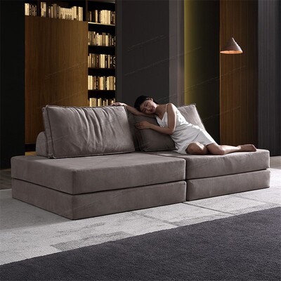 九层糕沙发无扶手模块组合方块双面磨砂免洗科技布豆腐块直排沙发