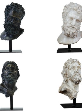 欧式做旧复古希腊人物头像雕塑摆件样板间售楼部酒店玄关软装饰品