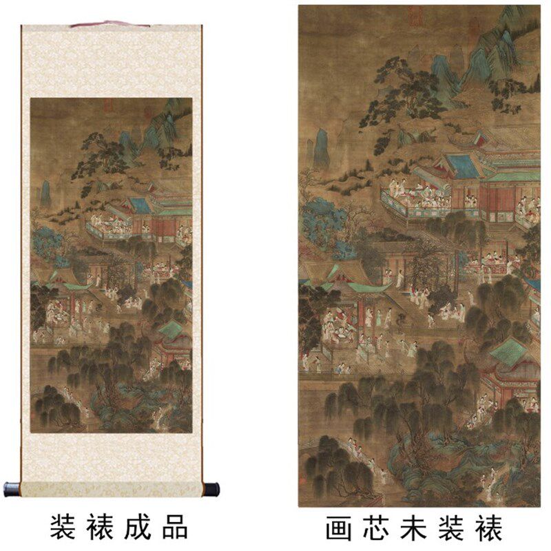 元佚名宫女游园图高清微喷打印国画人物仕女临摹欣赏装饰卷轴挂画