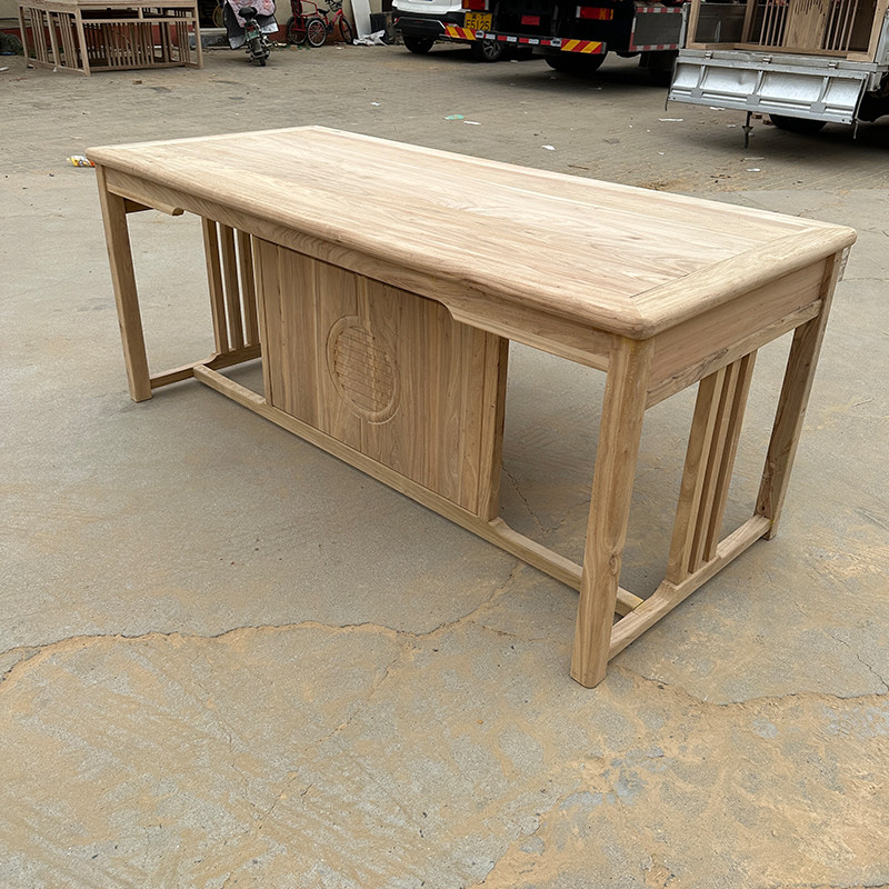 中式实木办公桌白茬书桌喝茶桌北榆木茶桌椅组合茶室茶台书画案