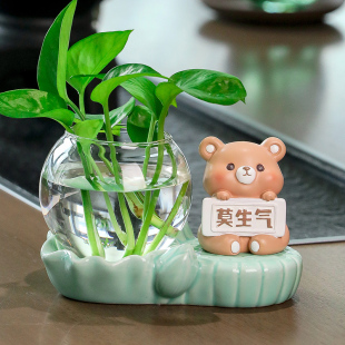莫生气可爱桌面装饰摆件客厅玄关家居办公室工位解压水培器皿花瓶