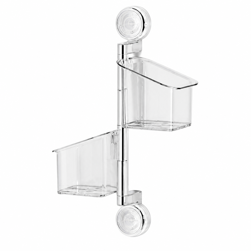 Double suction cup rotating wall-mounted kitchen multi-layer multi-functional storage box for scallions, ginger and garlic, perforation-free compartments basket thumbnail 7