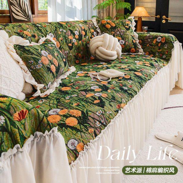 田园风沙发盖布巾2024新款四季通用全包盖防滑坐垫套罩多功能盖毯,居家布艺,沙发垫,淘宝优惠券,粉丝福利购,淘宝优惠卷