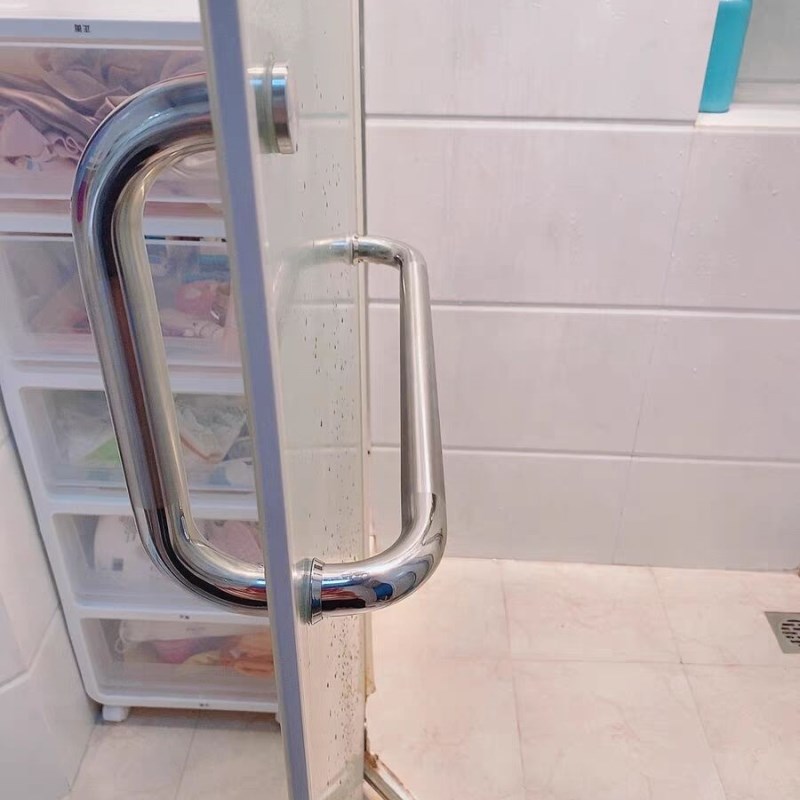 淋浴房拉手浴室卫生间把手玻璃门拉手移门把手304不锈钢L型加厚铜