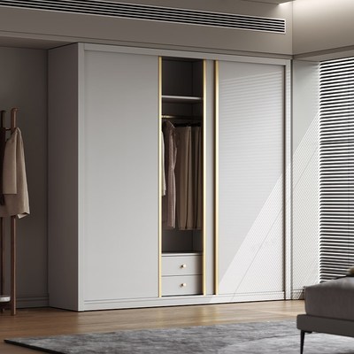 定制款一门到顶实木推拉门衣柜ENF级家用卧室现代简约移门大衣橱