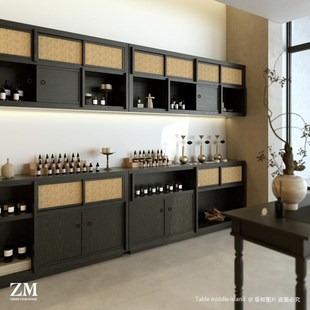 香氛店壁柜复古风精油闻香瓶陈列柜美容院产品展示架化妆品落地柜