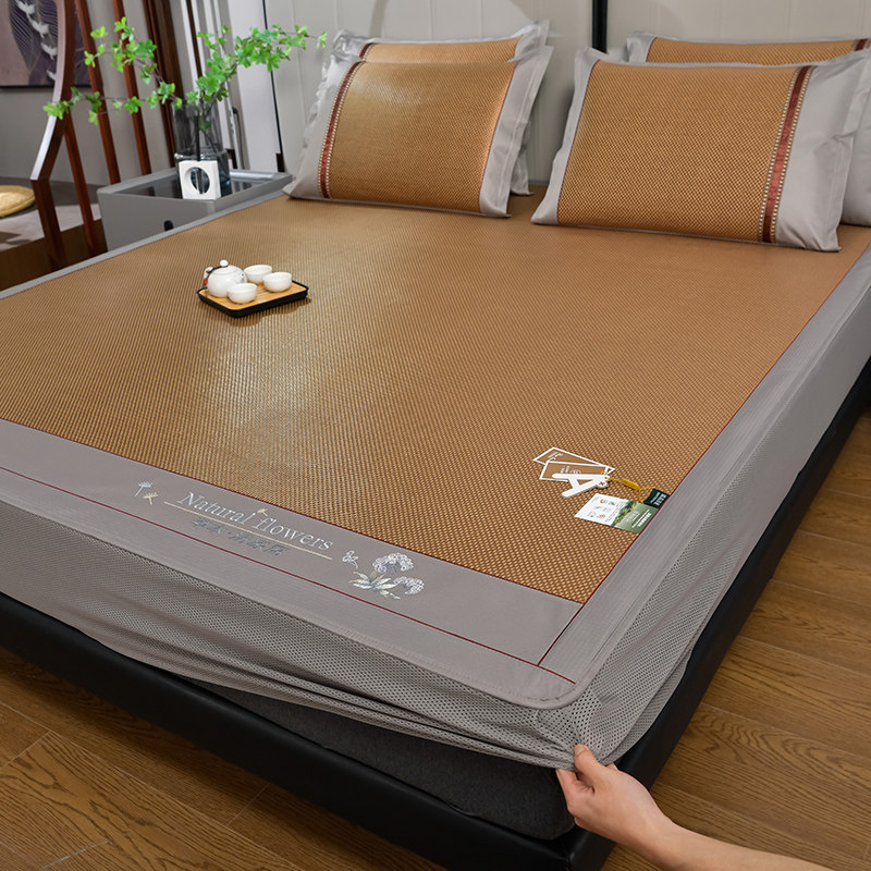 冰丝席床笠款凉席三件套夏季丝滑裸睡空调软席子单双人全包冰藤席,床上用品,冰丝席,淘宝优惠券,粉丝福利购,淘宝优惠卷