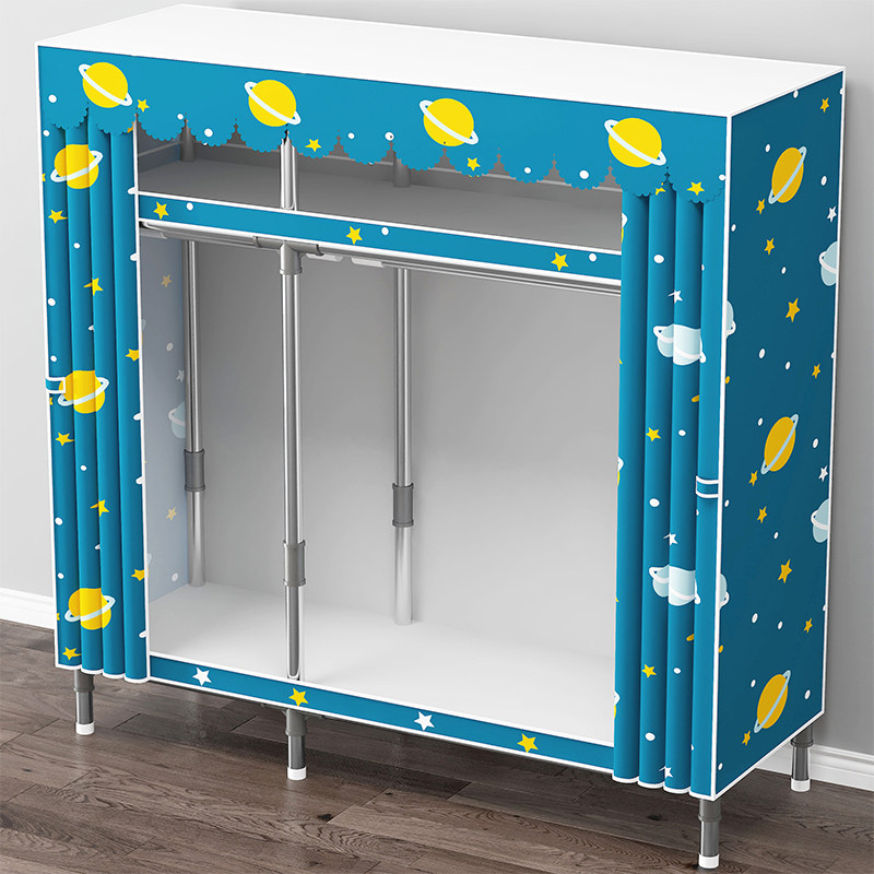 简易衣柜家用卧室出租房用现代简约布衣柜钢管加粗加厚全钢架衣橱