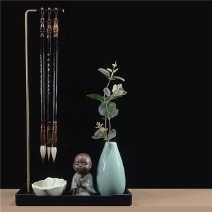 德国品质毛笔免洗笔架保湿多功能晾毛笔挂兜水挂毛笔的笔架子实木