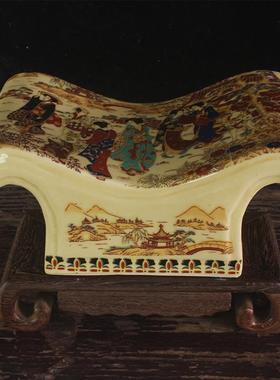 景德镇陶瓷器仿古玩侍女高枕头无忧预防颈椎床上用品装饰手工摆件