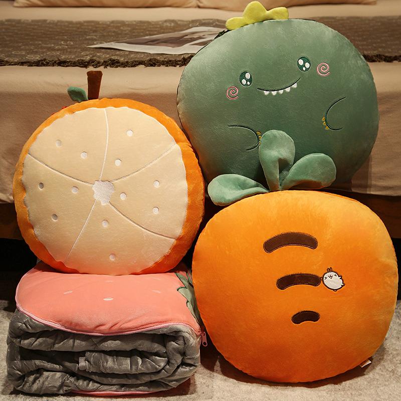 2025新款汽车水果抱枕被子二合一抱枕被两用加厚办公室午睡毯子