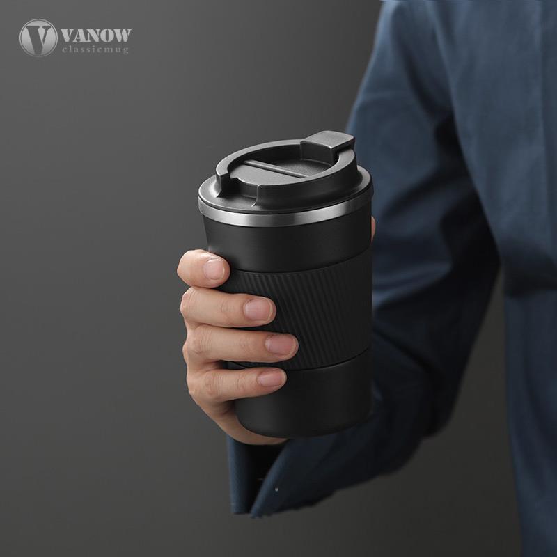 Vanow咖啡杯男士可携式陶瓷内胆不锈钢车载随行保温水杯子2025新