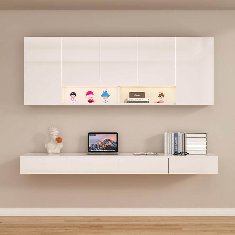 定制悬空书桌壁挂式悬浮墙上电脑桌靠墙吊柜学习书桌书柜书架一体,住宅家具,吊柜/壁柜,淘宝优惠券,粉丝福利购,淘宝优惠卷