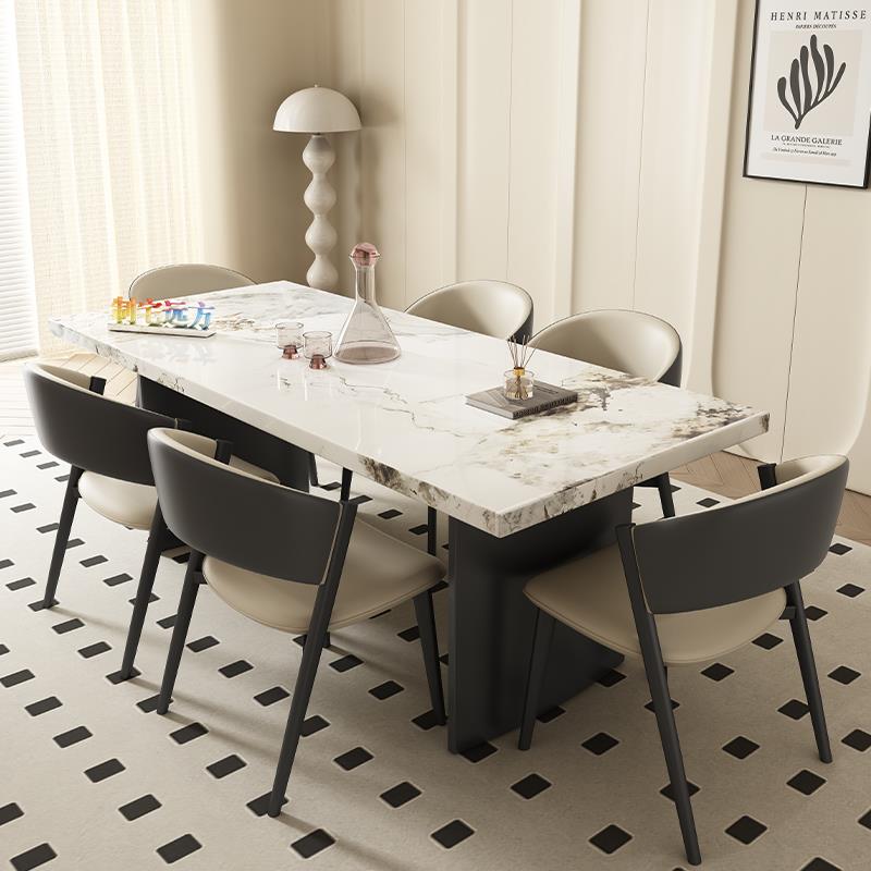 现代简约意式极简小户型长方形家用客厅餐桌下挂岩板悬浮轻奢饭桌