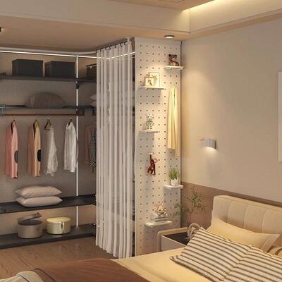 定制实木穿孔板衣柜侧板槽屏隔断侧墙客厅入口实木储物架