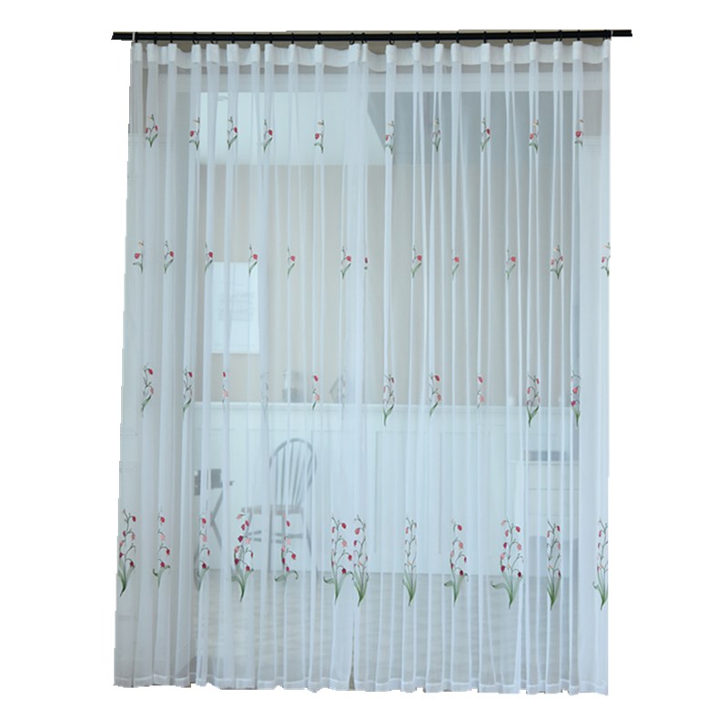 阳台纱成品刺绣绣花窗帘布料遮阳客厅卧室飘窗半帘定制包邮窗帘