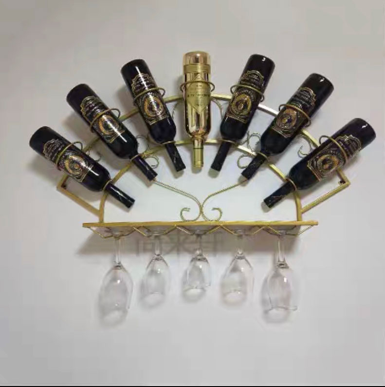 铁艺壁挂酒架摆件葡萄酒瓶架红酒架置物架挂墙悬挂高脚酒杯架包邮