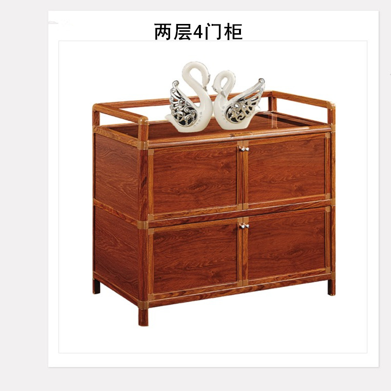 包邮致力深木纹铝合金钢化玻璃阳台储物柜橱房柜灶台餐边碗柜菜厨