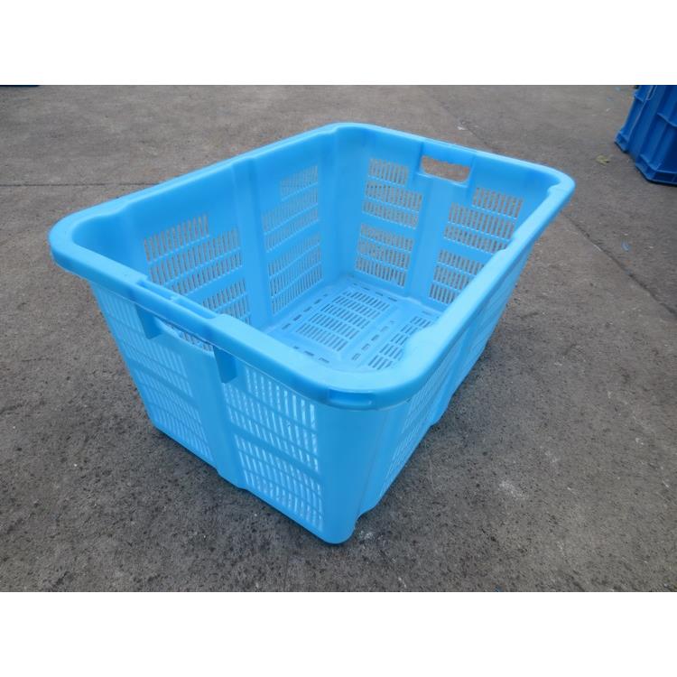 现货塑料箩筐670萝可套叠带铁提手加厚耐摔水果蔬菜筐