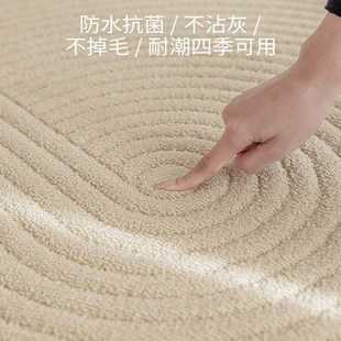 免洗可擦高端原木奶油风轻奢高级防水地垫 无胶水地毯客厅2024新款