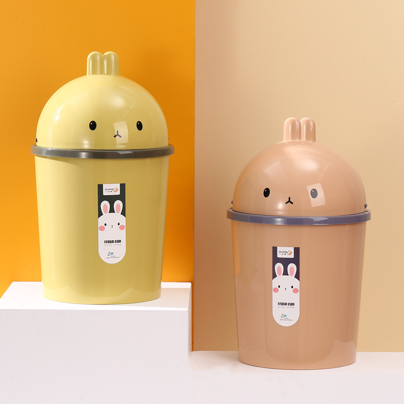 卧室带盖垃圾桶家用小房间用有盖废纸篓宿舍可爱少女翻盖儿童卡通