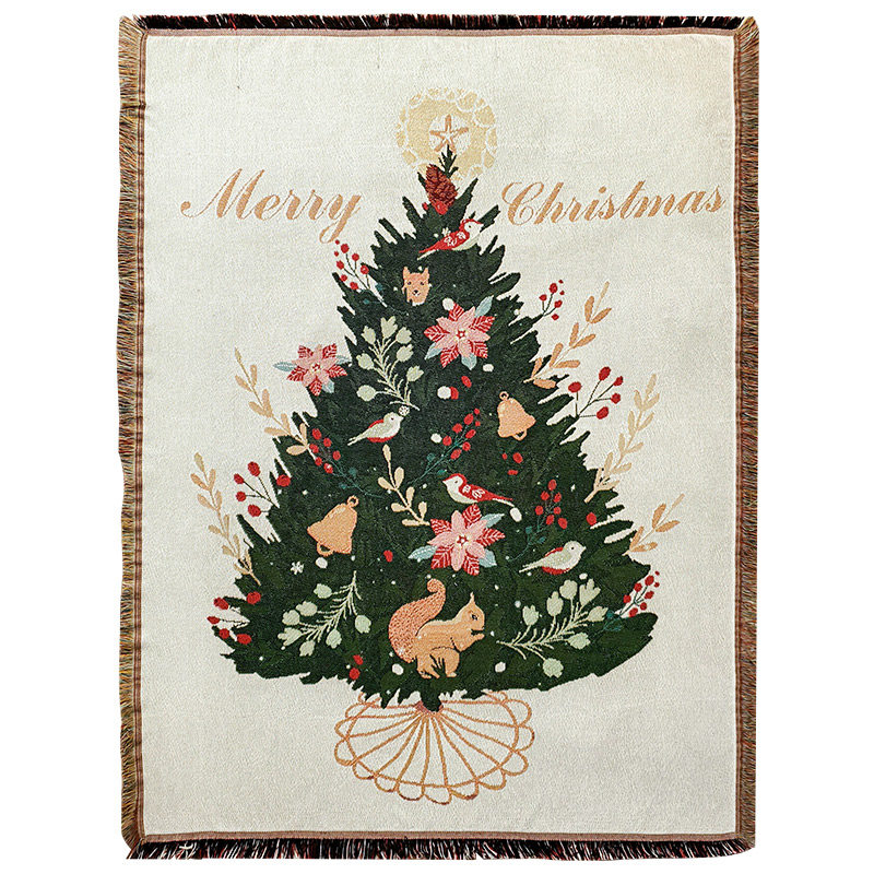 圣诞节沙发盖布单人位沙发巾办公室盖毯节日气氛装饰沙发布垫子