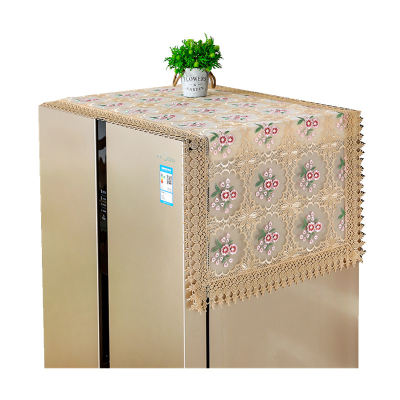 冰箱盖布防尘罩单开门双开门防尘盖巾防尘布蕾丝冰箱罩盖布纱巾套