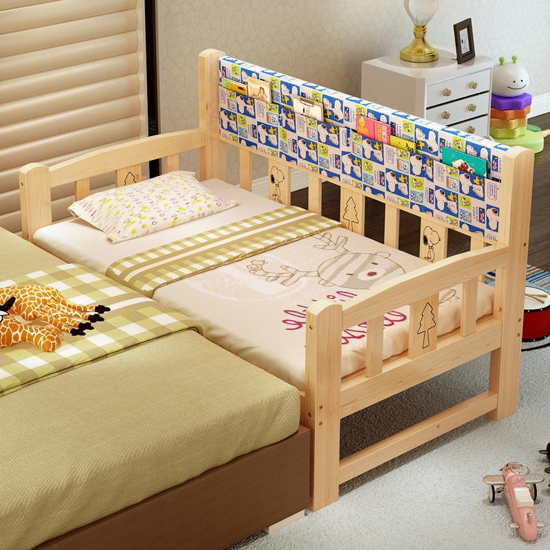 儿童床男孩单人床女孩公主床带护栏小孩床婴儿边床加宽拼接实木床