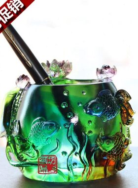 琉璃摆件合作共赢笔筒教师节礼物创意摆件女老师生日礼物实用礼品