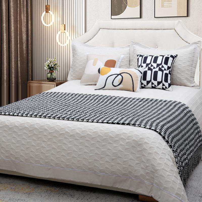 样板间男孩儿童房床品多件套绿色系轻奢简约别墅摆场软装设计