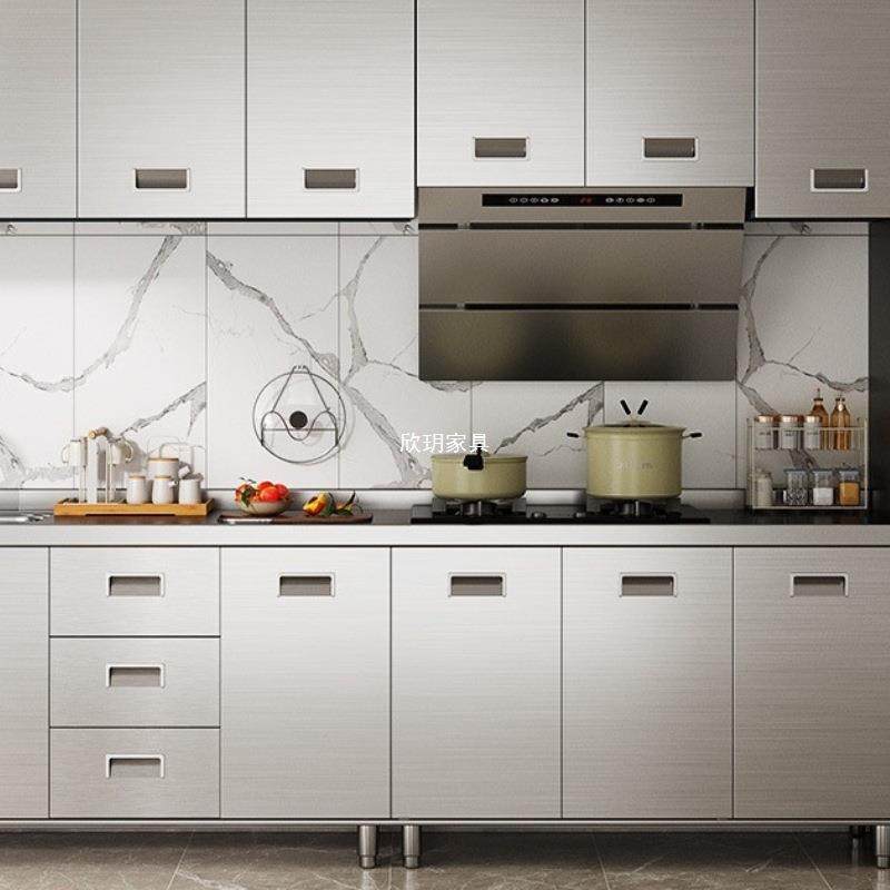 Tal全不锈钢橱柜厨房304家用简易灶台储物收纳碗柜一体餐边柜小