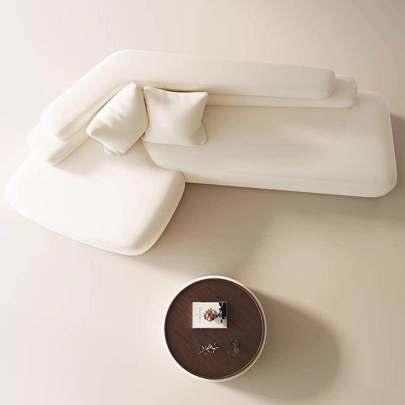 SJ意式极简酒店皮艺办公室沙发斜转角沙发双靠背弧形异形设计沙发