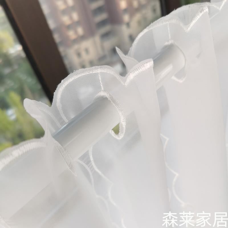 xyt韩式纱帘纯白色半截窗帘短窗帘飘窗小窗帘半帘短帘透光卧室橱