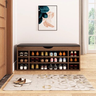 家用进门口靠墙软包穿换鞋凳可坐式鞋架一体入户玄关收纳坐凳鞋柜