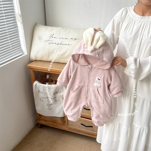 婴儿秋季 外套 连体衣超萌卡通外穿爬服女宝宝柔软舒适连帽韩版 长袖