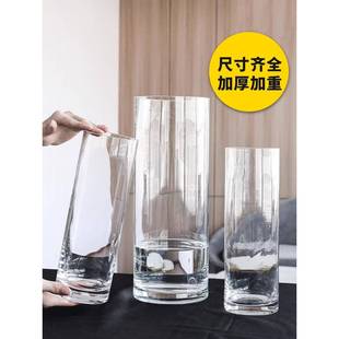 透明加厚直筒玻璃花瓶水培植物雪柳水养龙柳马醉木富贵竹专用插花