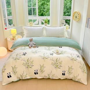 160x210cm牛奶绒被套1.6x2.1米秋冬天加绒保暖被罩双面绒单人被单