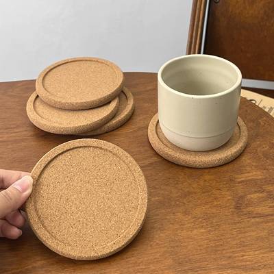 ins软木杯垫茶垫隔热杯垫防烫隔音垫复古圆形小茶托杯垫防滑垫子