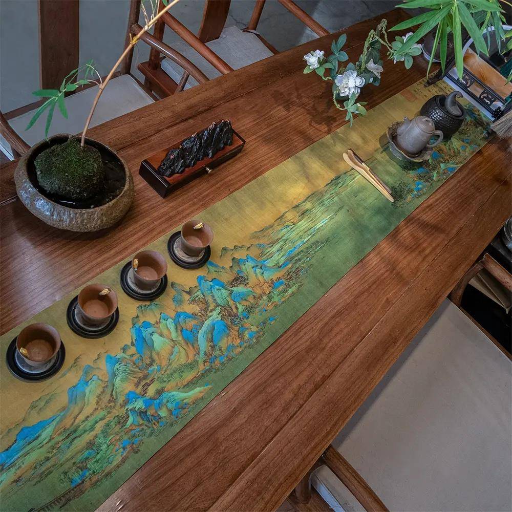 新中式吸水茶席禅意防水桌旗茶桌布高端茶几桌布古风茶垫茶杯垫布