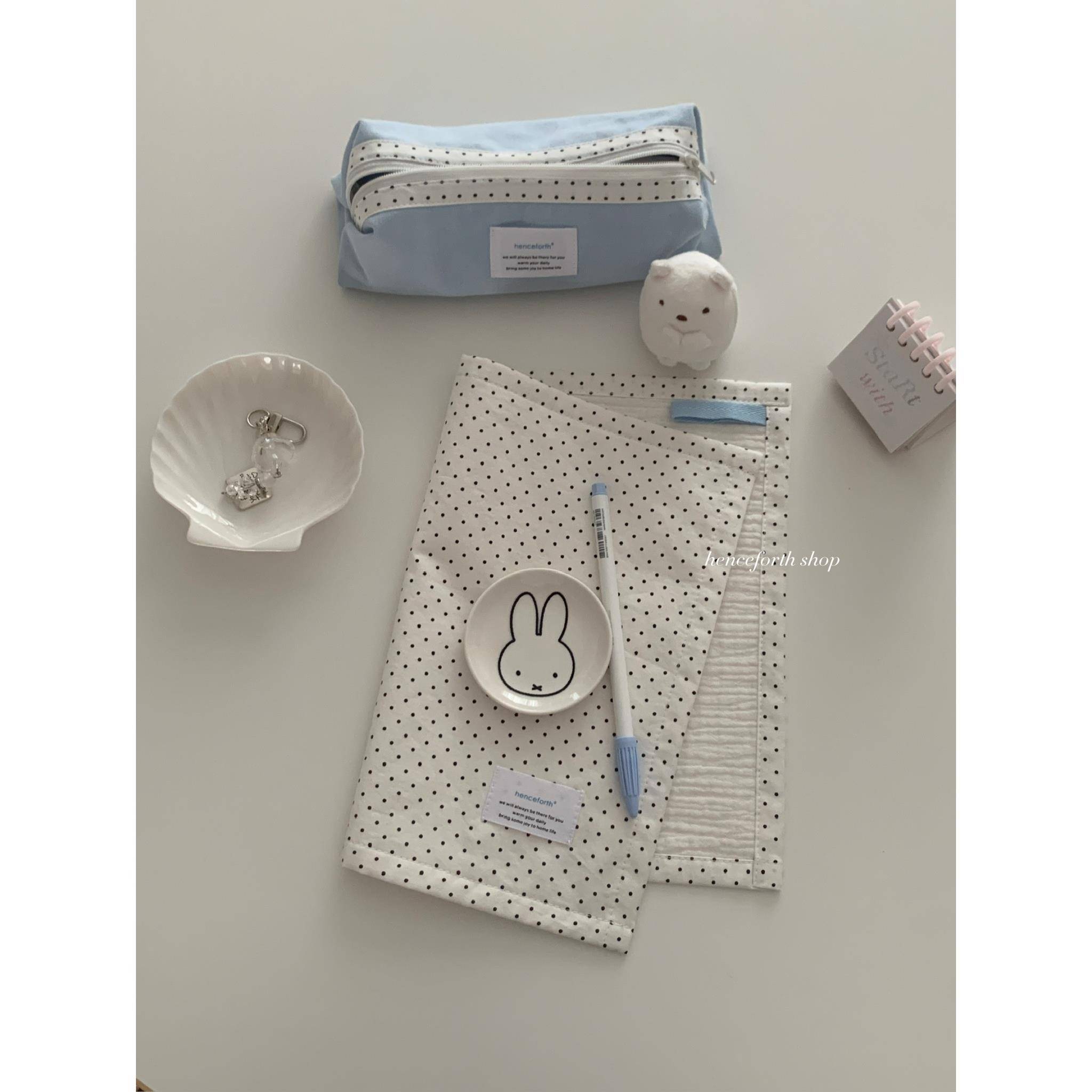 henceforth｛素白黑点｝波点餐垫手作韩系桌垫盖布双面韩国面料