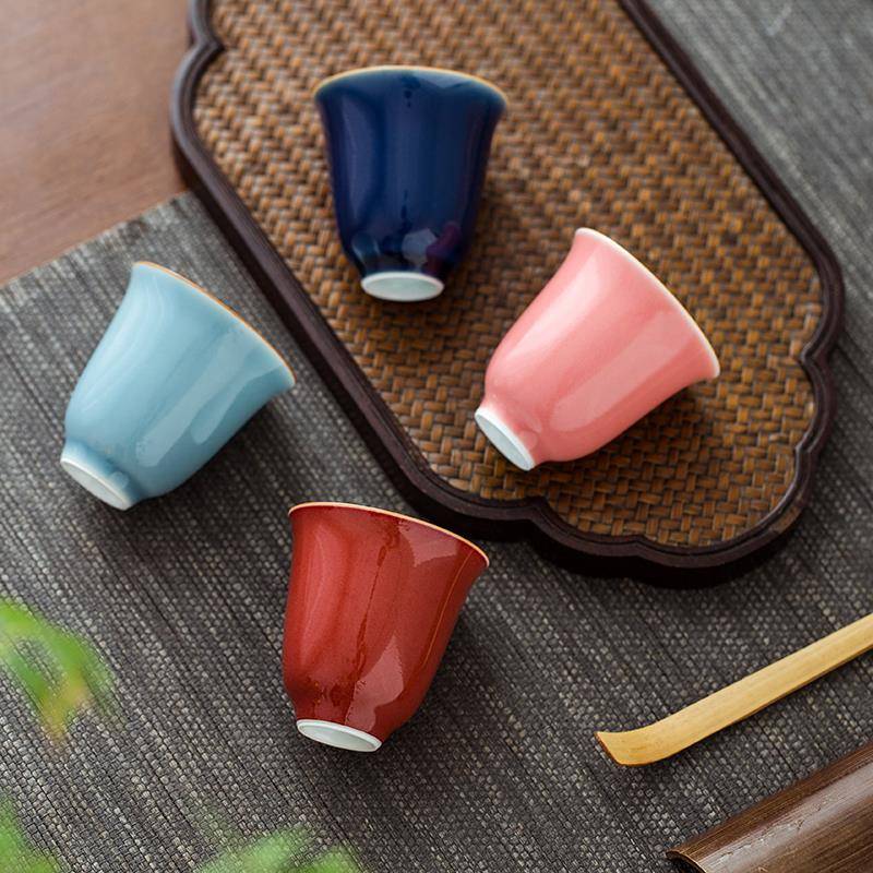 景德镇原矿颜色釉手工品茗杯祭红主人单杯闻香杯高温功夫茶具茶杯