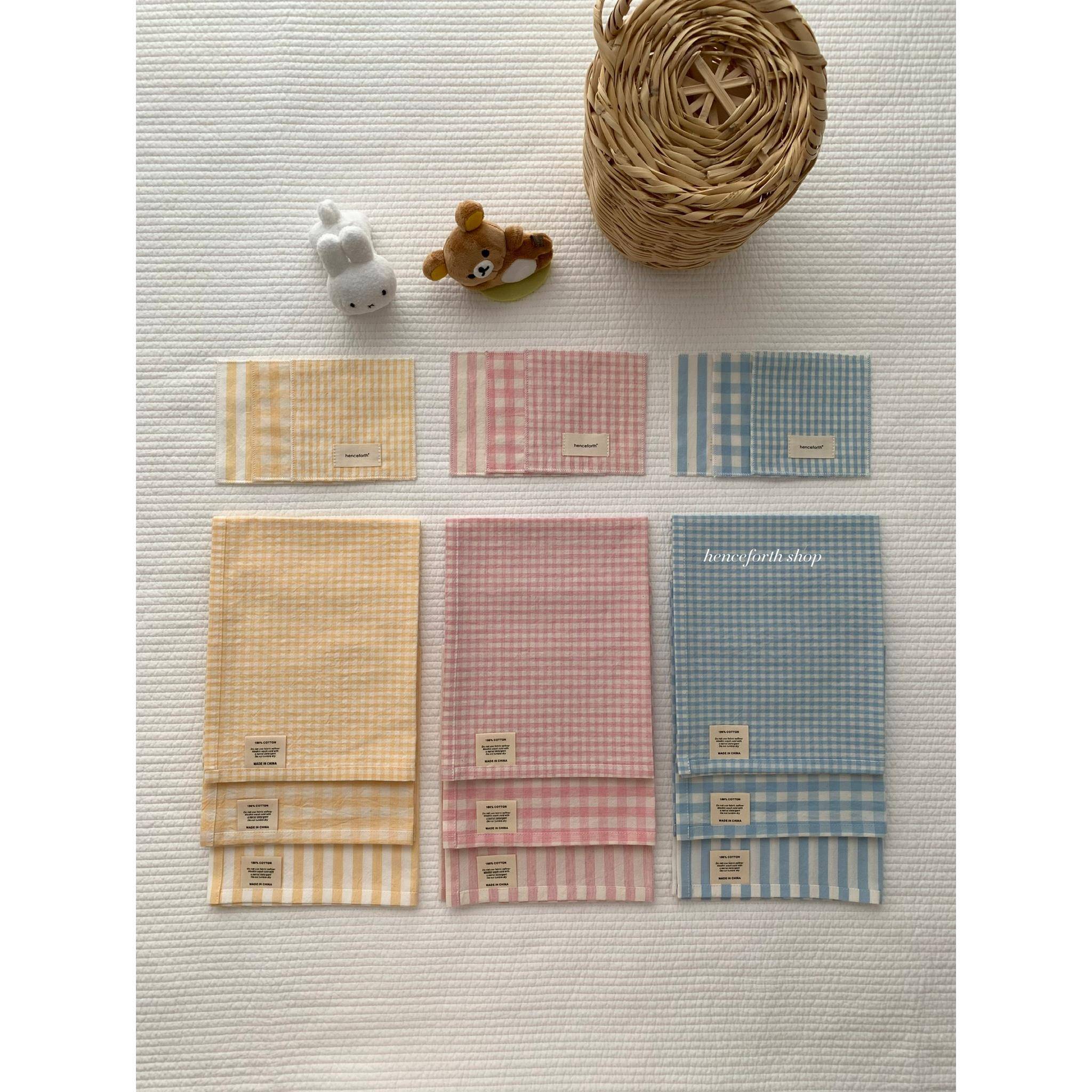 henceforth手作彩色格纹餐垫布艺餐垫桌面装饰背景ins风韩国面料