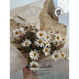 vintage 缪塞 《雏菊》复古油画风格古董风秋色小雏菊 仿真花假花