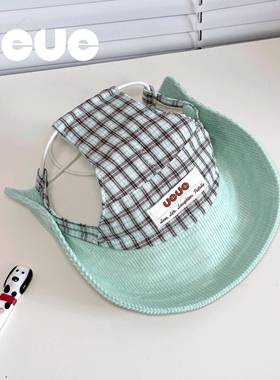 ueue宠物帽子遮阳帽装饰薄荷绿猫咪狗狗可调节户外春夏