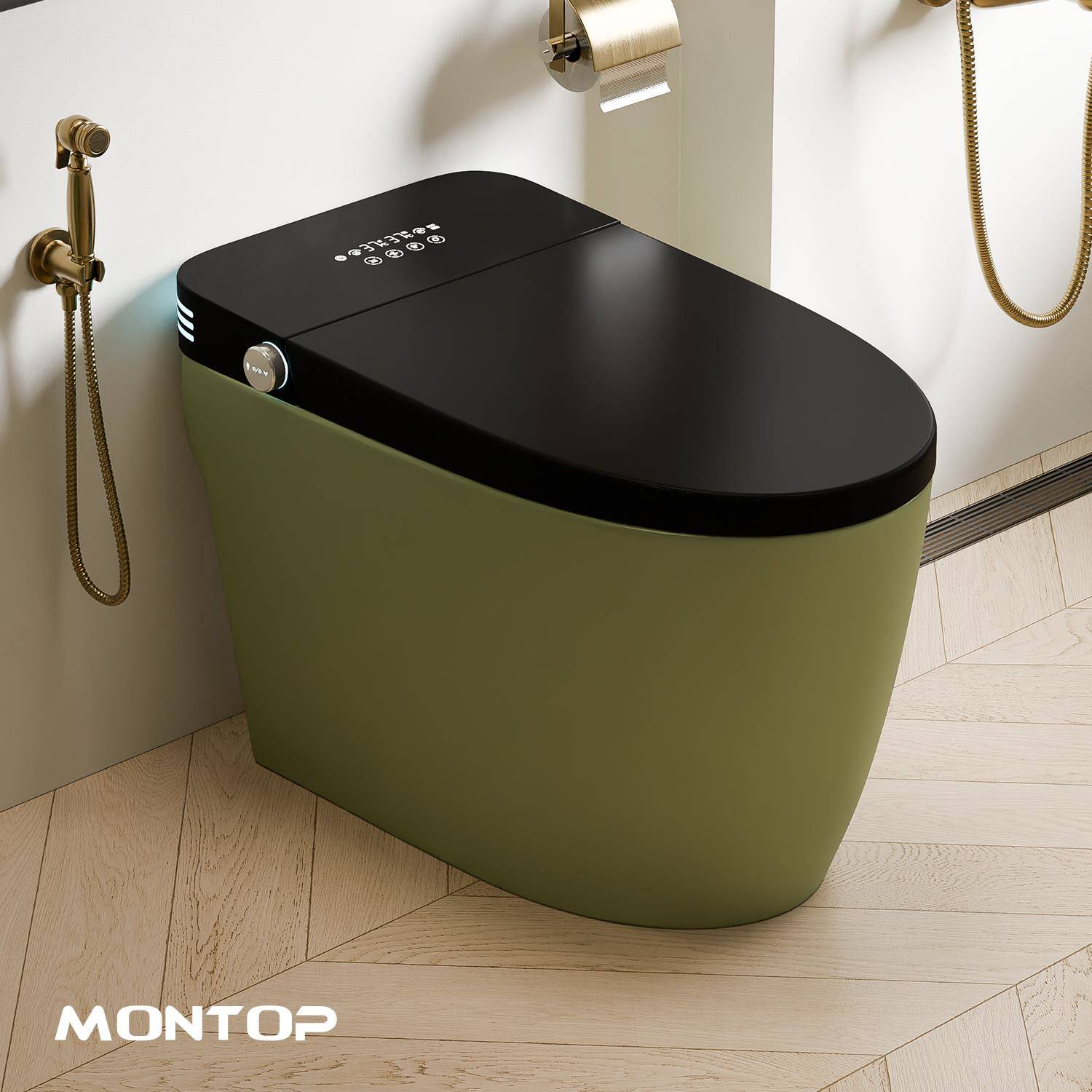 梦拓覆古绿智能马桶法式轻奢化妆室带泡沫盾家用无水压限制坐便器