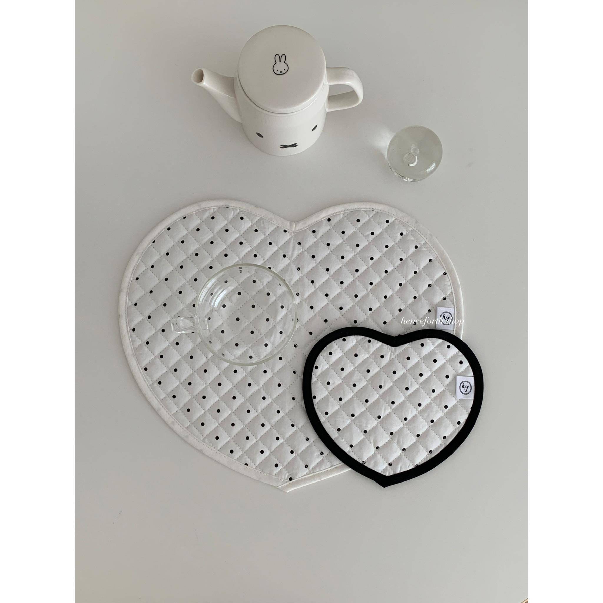 henceforth｛Dottie｝波点爱心绗缝餐垫杯垫桌面装饰隔热韩系ins