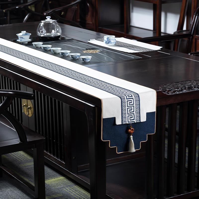 新中式桌旗中国风茶桌专用茶台茶席垫茶几防滑布艺长条防水定制