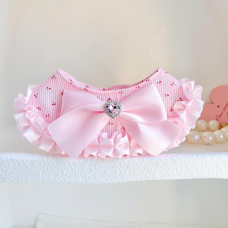 宠物ins风领结兜兜披肩围脖猫咪狗狗领巾可爱公主风三角巾口水巾