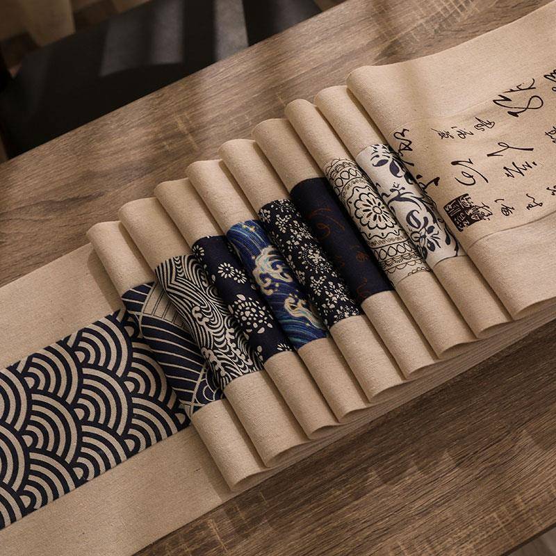 桌旗中式禅意茶道棉麻茶席麻布茶台布艺日式茶垫茶室茶桌布长条布