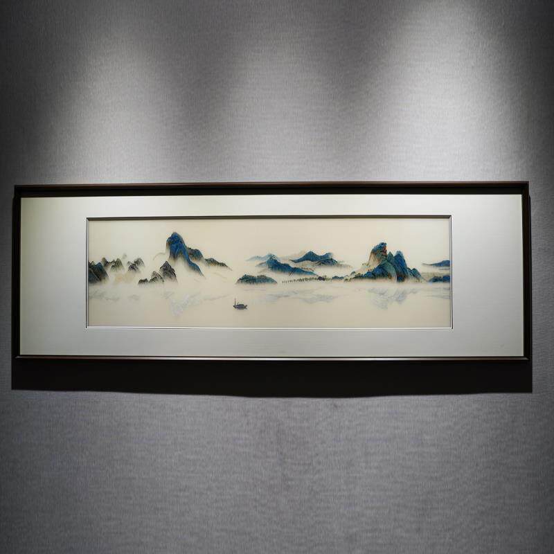 刺绣画苏绣成品挂画千里江山客厅餐厅玄关走廊纯手工新中式装饰画